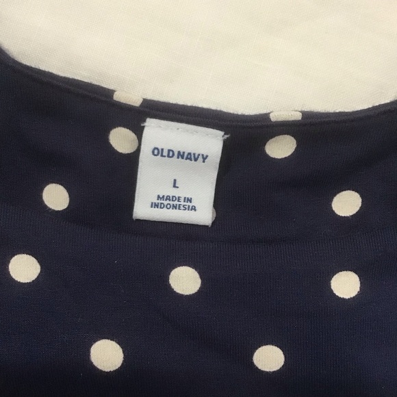 Old Navy Fit & Flare Navy Blue w/White Polka Dots Dress, Size L - Picture 4 of 10